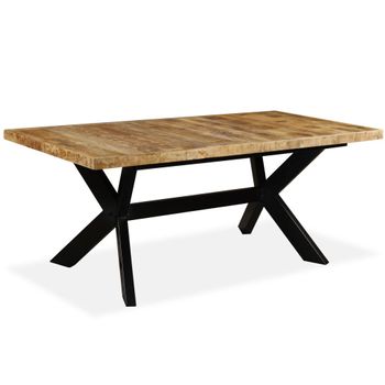 Mesa De Comedor Madera Maciza De Mango Y Cruz De Acero 180 Cm Vidaxl