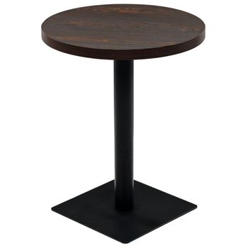 Mesa De Bar Bistró Mdf Y Acero Redonda Fresno Oscuro 60x75 Cm Vidaxl