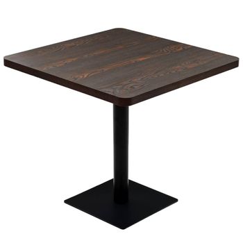 Mesa Bar Bistró Mdf Y Acero Cuadrada Fresno Oscuro 80x80x75 Cm Vidaxl