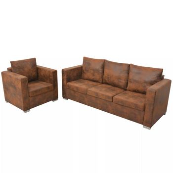 Conjunto De Sofás De 2 Piezas De Piel Artificial De Ante 82 X 73 X 82 Cm Vidaxl