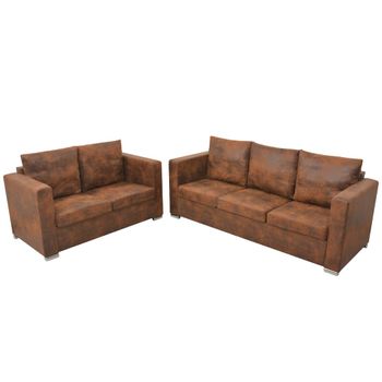 Conjunto De Sofás De 2 Piezas De Piel Artificial De Ante 137 X 73 X 82 Cm Vidaxl