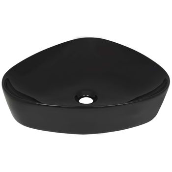 Lavabo Triangular De Cerámica Negro 50,5x41x12 Cm Vidaxl