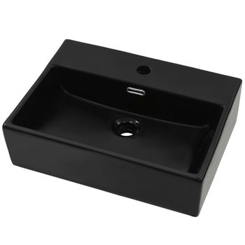 Lavabo Con Orificio Para Grifo Cerámica Negro 51,5x38,5x15 Cm Vidaxl