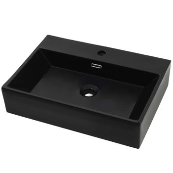 Lavabo Con Orificio Para Grifo Cerámica Negro 60,5x42,5x14,5 Cm Vidaxl