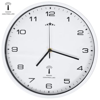 Reloj De Pared Radiocontrol Movimiento De Cuarzo 31 Cm Blanco Vidaxl