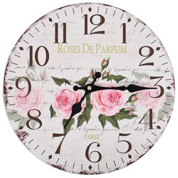 Reloj De Pared Vintage Con Flores 30 Cm Vidaxl