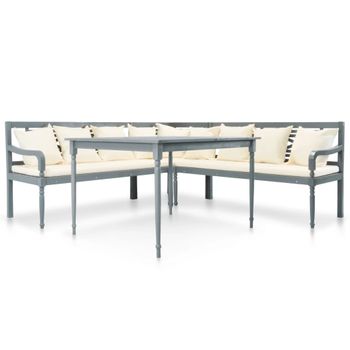 Set Muebles De Jardín 4 Pzas Madera Maciza Acacia Gris Y Blanco Vidaxl