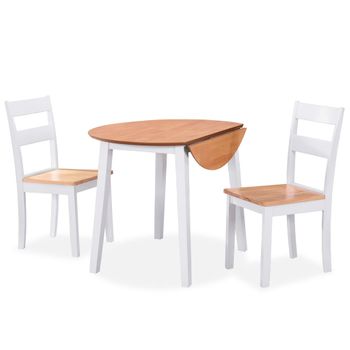 Juego De Comedor De Mdf Y Madera De Caucho 3 Piezas Blanco Vidaxl