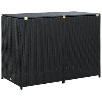 Cobertizo Doble Contenedor Basura Ratán Negro 148x80x111cm Vidaxl