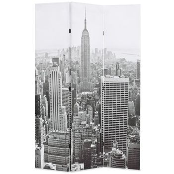 Biombo Divisor Plegable 120x170 Cm Nueva York Blanco Y Negro Vidaxl