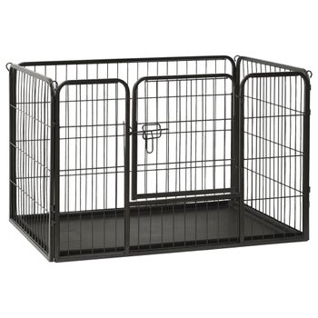 Cercado para perros con 8 paneles de acero con revestimiento en polvo  80x100 cm color negro