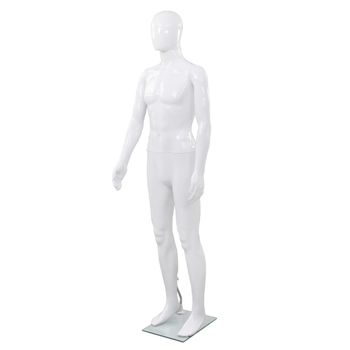 Maniquí De Hombre Completo Base Vidrio Blanco Brillante 185 Cm Vidaxl