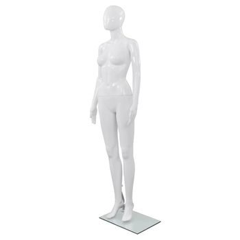 Maniquí De Mujer Completo Base De Vidrio Blanco Brillante 175cm Vidaxl