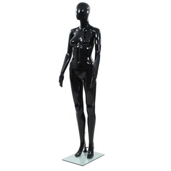 Maniquí De Mujer Completo Base De Vidrio Negro Brillante 175 Cm Vidaxl