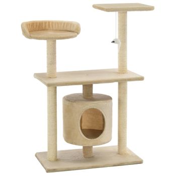 Rascador Para Gatos Con Postes Rascadores De Sisal 95 Cm Beige Vidaxl