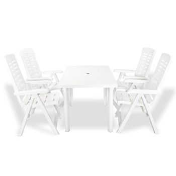 Juego De Comedor De Jardín 5 Piezas Plástico Blanco Vidaxl