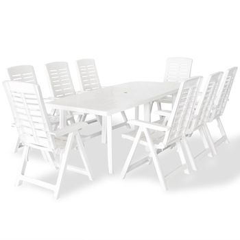 Juego De Comedor De Jardín 9 Piezas Plástico Blanco Vidaxl