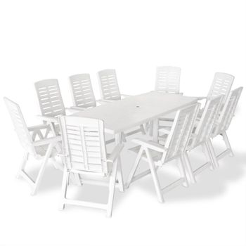 Juego De Comedor De Jardín 11 Piezas Plástico Blanco Vidaxl