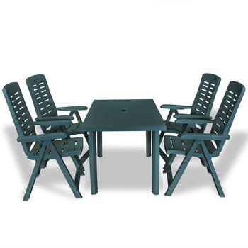 Juego De Comedor De Jardín 5 Piezas Plástico Verde Vidaxl