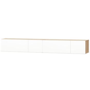 Mueble De Tv 2 Piezas Madera Ingeniería Blanco Brillo Y Roble Vidaxl