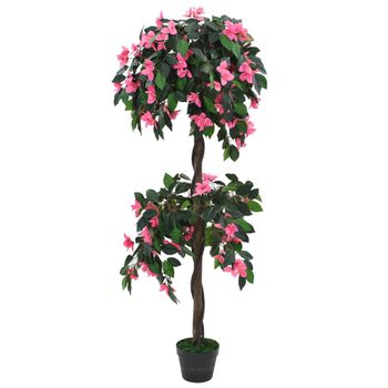 Planta Artificial Azalea Con Maceta 155 Cm Verde Y Rosa Vidaxl