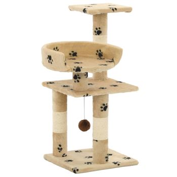 PawHut Árbol Rascador para Gatos de Madera 71,5x49,5x120 cm Torre