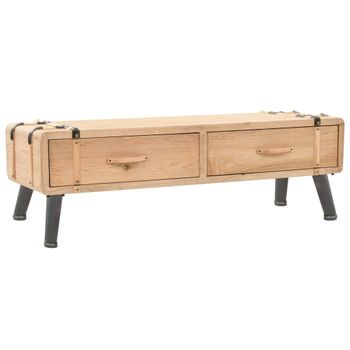 Mueble TV hierro y madera maciza de abeto negro 110x30x43 cm