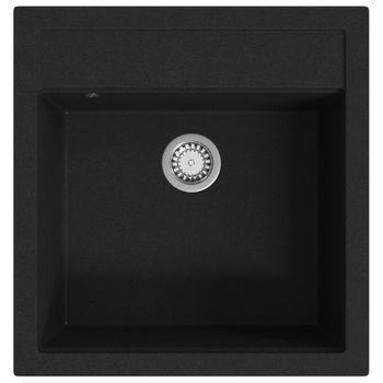 Fregadero para cocina de 1 seno de 75x15x43,5 cm fabricado en granito en  acabado color negro moteado Dag Rea