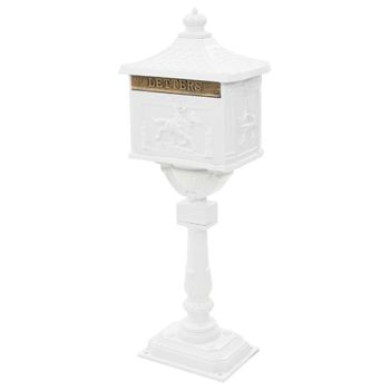 Buzón De Pedestal De Aluminio Estilo Vintage Inoxidable Blanco Vidaxl