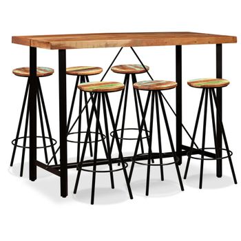 Set De Muebles De Bar 7 Piezas Madera De Acacia Y Reciclada Vidaxl