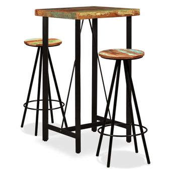 Set Muebles De Bar 3 Piezas Madera Maciza Reciclada Vidaxl