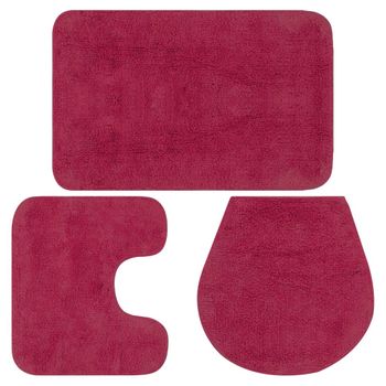 Conjunto De Alfombrillas De Baño De Tela 3 Piezas Fucsia Vidaxl