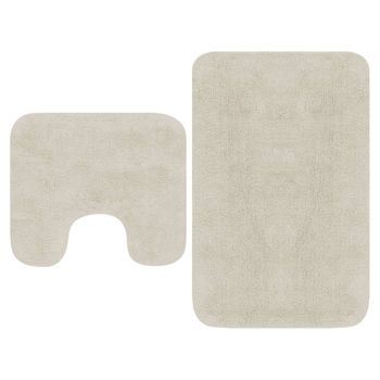 Conjunto De Alfombrillas De Baño De Tela 2 Piezas Blanco Vidaxl