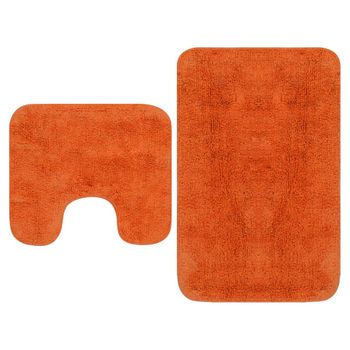 Conjunto De Alfombrillas De Baño De Tela 2 Piezas Naranja Vidaxl