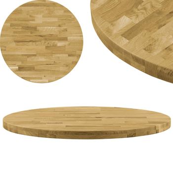 Superficie De Mesa Redonda Madera Maciza De Roble 44 Mm 700 Mm Vidaxl