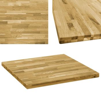 Tablero De Mesa Cuadrado Madera Maciza De Roble 44 Mm 70x70 Cm Vidaxl