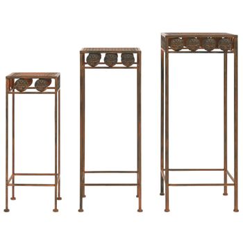 Juego De Soportes De Planta 3 Pzas Estilo Vintage Metal Oxidado Vidaxl