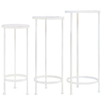 Juego De Soportes De Planta 3 Pzas Estilo Vintage Metal Blanco Vidaxl