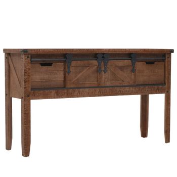 Mesa Consola De Madera De Abeto Maciza Marrón 131x35,5x75 Cm Vidaxl