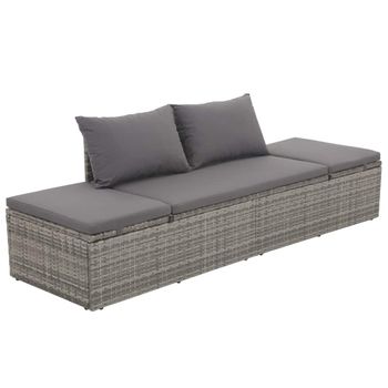 Cama De Jardín 195x60 Cm Ratán Sintético Gris Vidaxl