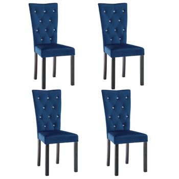 Sillas De Comedor 4 Unidades Terciopelo Azul Oscuro Vidaxl