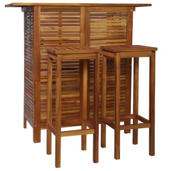 Set Mesa De Bar Y Sillas 3 Piezas De Madera De Acacia Maciza Vidaxl