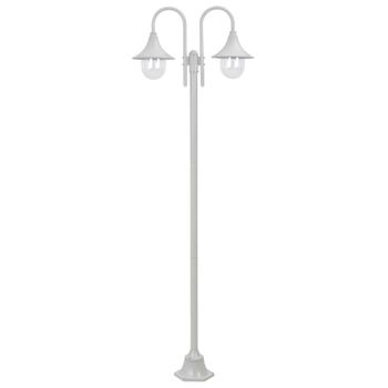 Farola De Jardín Con 2 Luces Aluminio Blanca E27 220 Cm Vidaxl