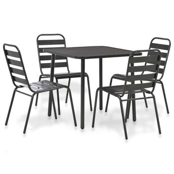 Juego De Comedor De Jardín 5 Piezas Acero Gris Oscuro Vidaxl