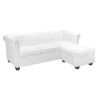 Sofá Chesterfield En Forma L Cuero Artificial Blanco 200 X 140 X 73 Cm Vidaxl