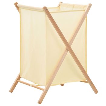 Cesto De Ropa Sucia Madera De Cedro Y Tela Beige 42x41x64 Cm Vidaxl