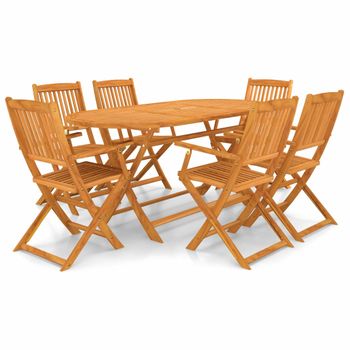 Set Comedor De Jardín Plegable 7 Pzas Madera Maciza De Acacia Vidaxl