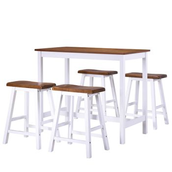 Juego De Mesa Alta Y Taburete De Cocina 5 Pzas Madera Maciza Vidaxl