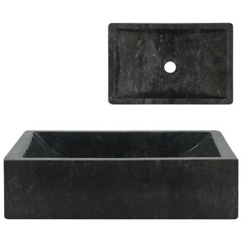 Lavabo De Mármol Negro Con Brillo 45x30x12 Cm Vidaxl