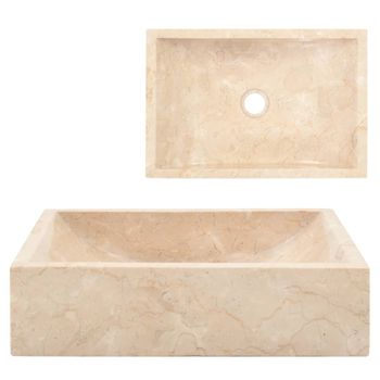 Lavabo De Mármol Crema Con Brillo 45x30x12 Cm Vidaxl